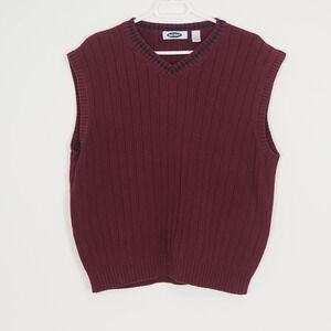 VTG Old Navy Chunky Ribbed Knit Sweater Vest Men's L Y2K Preppy Grandpa Tennis